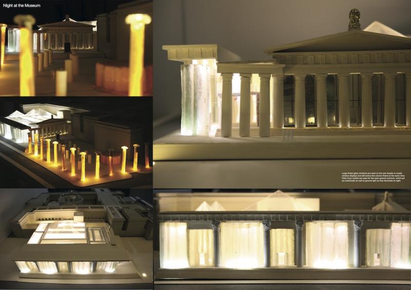 Pictures of the final model with lighting effect at night.